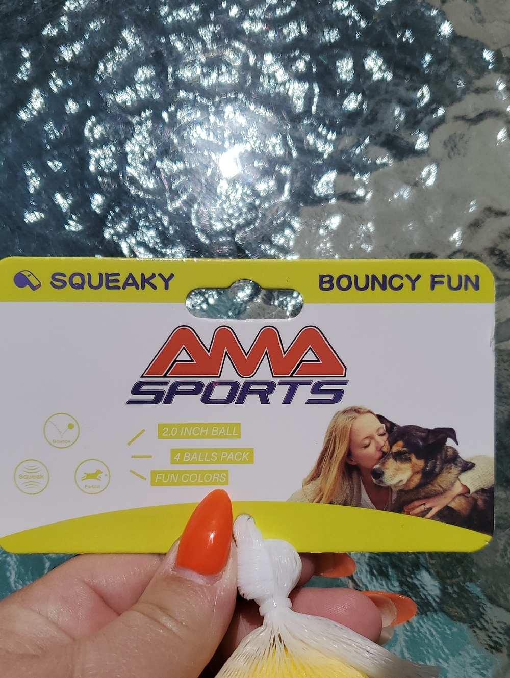 AMA Sports Squeaky Bouncy Fun Dog Toy - Yellow & White